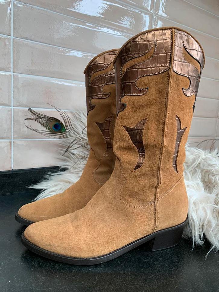 Linea Zeta cowboylaarzen 38 western boots bohemian laarzen, Kleding | Dames, Schoenen, Zo goed als nieuw, Hoge laarzen, Bruin