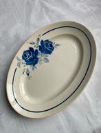 Vintage Vleesbord met Blauwe Bloemen - 35x24 cm, Antiek en Kunst, Antiek | Schalen, Ophalen of Verzenden