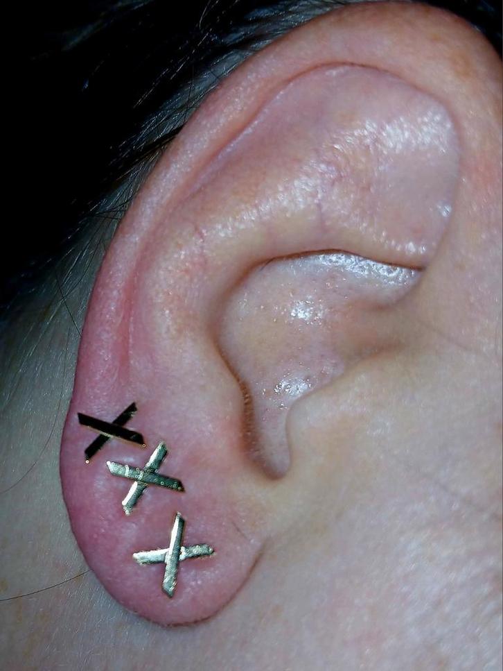 3 Sets 14K Gouden 'X' Oorbellen/ ajax / Amsterdam, Sieraden, Tassen en Uiterlijk, Oorbellen, Nieuw, Knopjes of Stekers, Goud, Goud