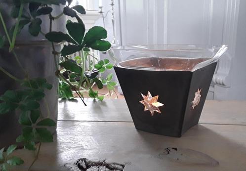 Waxinelichthouder met glas en lood (klein mankement, zie tek, Huis en Inrichting, Woonaccessoires | Kandelaars en Kaarsen, Gebruikt