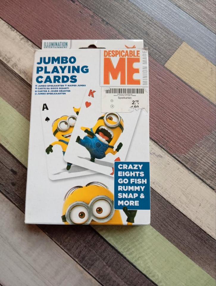 Minions Jumbo Speelkaarten - Despicable Me, Hobby en Vrije tijd, Gezelschapsspellen | Kaartspellen, Zo goed als nieuw, Een of twee spelers