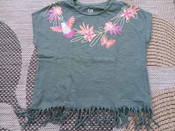 Groene zomertop met print pailletten en slierten maat 134 beschikbaar voor biedingen
