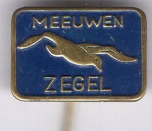 Meeeuwen zegel blauw op koper spaarzegel speldje ( F_072 ), Verzamelen, Speldjes, Pins en Buttons, Nieuw, Speldje of Pin, Merk