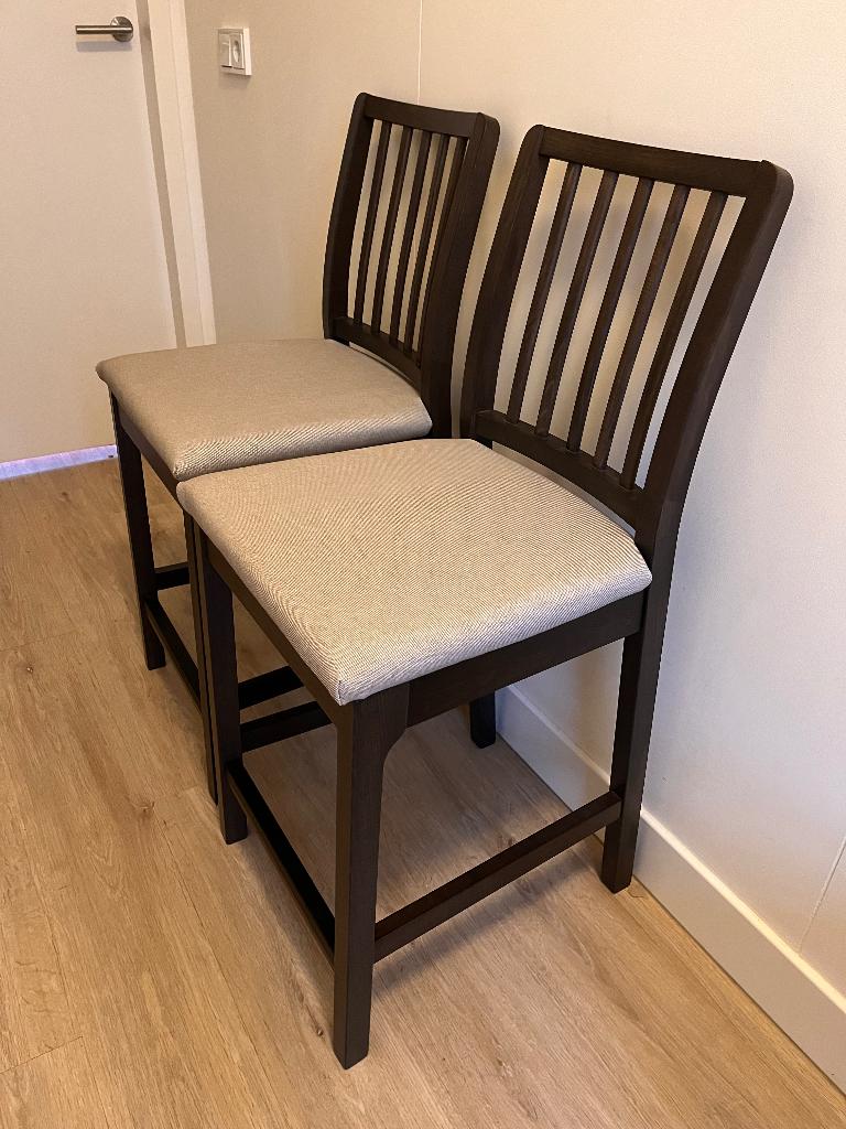 Ekedalen barstoel x2, Huis en Inrichting, Ophalen, Met voetsteun, 60 tot 90 cm, Zo goed als nieuw