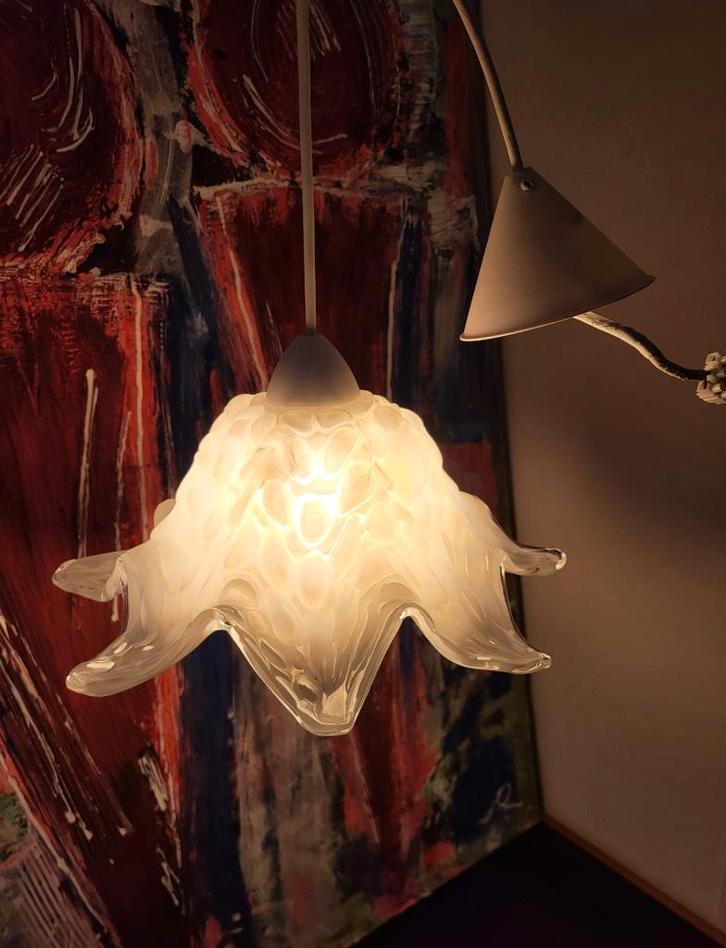MEZZANO MURANO GLAS stijl hanglamp, Paarlemoer, Huis en Inrichting, Lampen | Hanglampen, Zo goed als nieuw, 50 tot 75 cm, Glas
