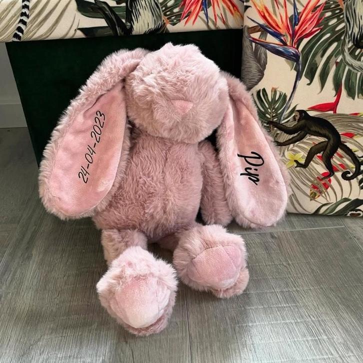 kraamcadeau knuffel konijn roze met naam, Kinderen en Baby's, Kraamcadeaus en Geboorteborden, Nieuw, Kraamcadeau, Ophalen of Verzenden