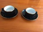 APILCO. 2 espressokopjes. zwart met gouden rand, Huis en Inrichting, Keuken | Servies, Gebruikt, Ophalen of Verzenden, Overige stijlen