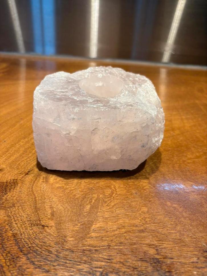 Rozenkwarts waxinelicht houder, Verzamelen, Mineralen en Fossielen, Mineraal, Ophalen of Verzenden