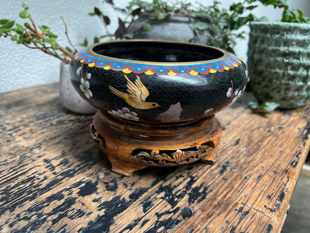Antieke chinese Cloisonné schaal brons chinees, Ophalen of Verzenden