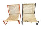 Twee originele seventies lounge stoelen vintage retro touw