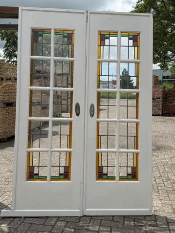 Set schuif / en-suite deuren met glas in lood 214x143cm. beschikbaar voor biedingen