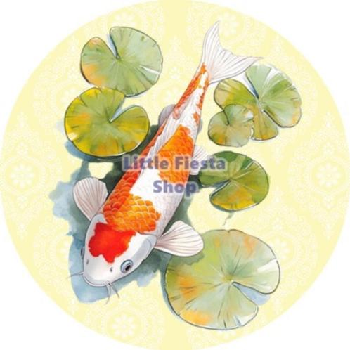LF4004 ouwel koi karper vis 20x4,7cm eetbare cupcake rondjes, Hobby en Vrije tijd, Taarten en Cupcakes maken, Nieuw, Versiering