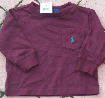 Paarse Ralph Lauren longsleeve maat 68 NIEUW (4858) a beschikbaar voor biedingen