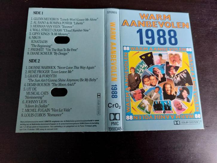 WARM AANBEVOLEN 1988 (CASSETTEBANDJE), Cd's en Dvd's, Cassettebandjes, Zo goed als nieuw, Origineel, Verzamelalbums, 1 bandje