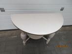 kleine houten sidetable - hal tafeltje halfrond, Huis en Inrichting, Tafels | Sidetables, Ophalen, Gebruikt, 50 tot 100 cm, Overige vormen