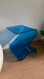 Blauw plexiglas bijzettafel van Jotex - CLERMONT, 45 tot 60 cm, Gebruikt, Ophalen of Verzenden, Rechthoekig
