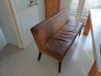 Cognac Eetbanken - Gerecycled Leer - 1.55m, Ophalen, Gebruikt, Minder dan 75 cm, 150 tot 200 cm