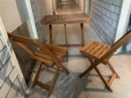 tuintafel met twee stoeltjes, Tuin en Terras, Ophalen of Verzenden, Zo goed als nieuw, Vierkant, Hout