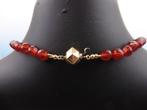 Carneolen collier met gouden slot                         D3, Sieraden, Tassen en Uiterlijk, Antieke sieraden, Ophalen of Verzenden