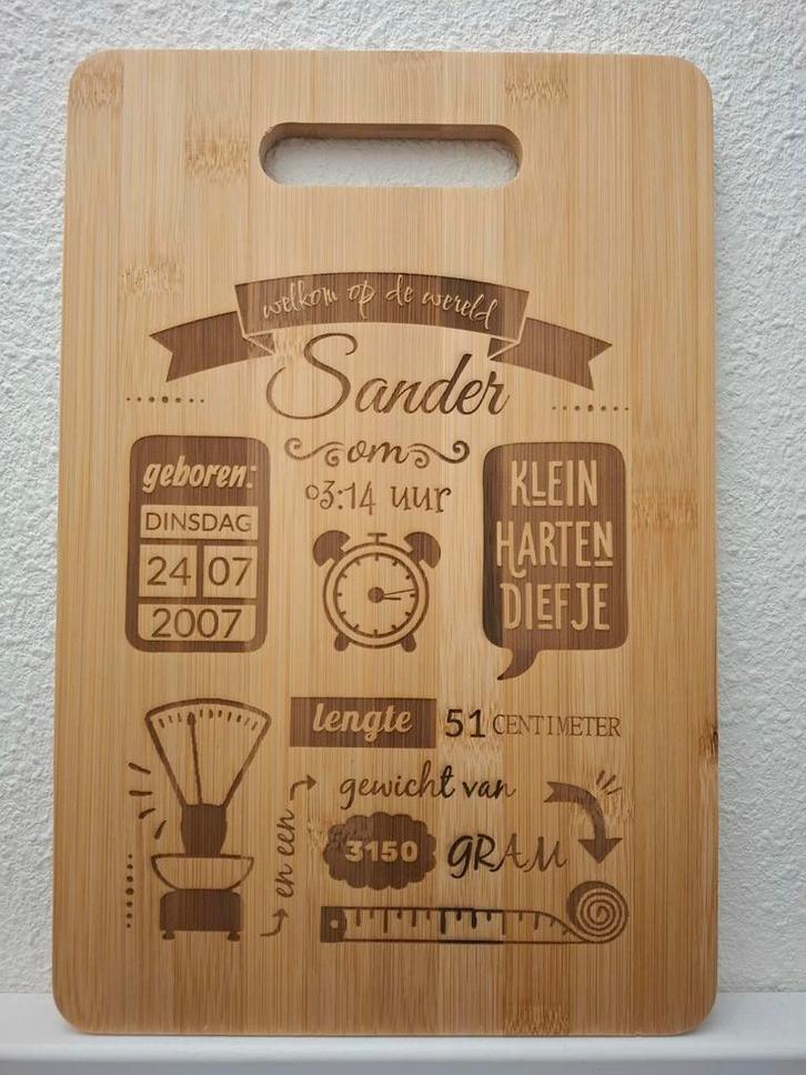 Geboortebord 20x30 cm gepersonaliseerd, Kinderen en Baby's, Overige Kinderen en Baby's, Nieuw, Ophalen of Verzenden