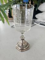 Antiek Kristallen Glas met Zilveren Voet, Ophalen of Verzenden