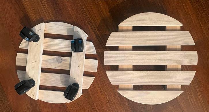 Houten Plantentrolley met Wielen, Tuin en Terras, Bloembakken en Plantenbakken, Nieuw, Hout, Binnen, Minder dan 30 cm, Minder dan 60 cm