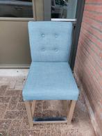 4 Blauwe Eetkamerstoelen met Houten Poten, Huis en Inrichting, Stoelen, Ophalen of Verzenden