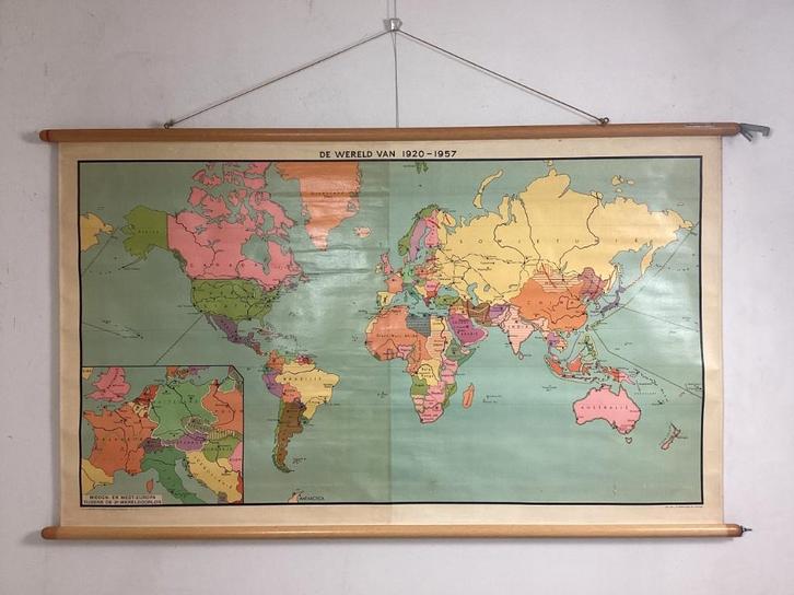 Oude schoolkaarten en schoolplaten, Antiek en Kunst, Antiek | Schoolplaten, Aardrijkskunde, Ophalen of Verzenden