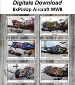 6xPinUp Aircraft WWII Posters A4, Verzenden, A4 of kleiner, Rechthoekig Liggend, Nieuw