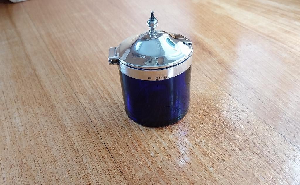 Antiek Engels mosterdpotje, zilver, Verzenden, Zilver