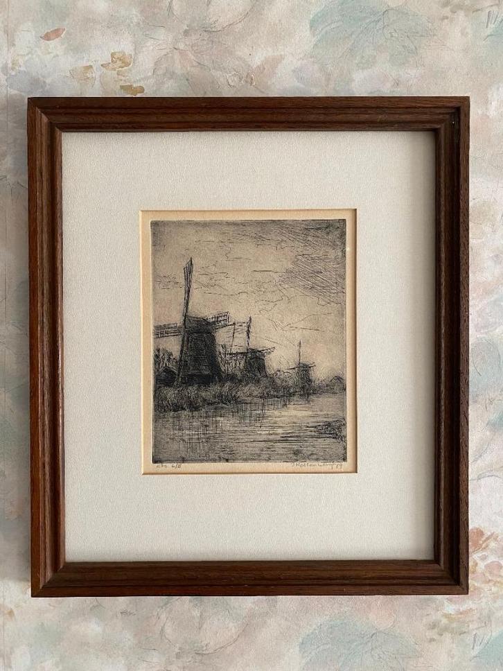 Ets  ,    3           Molens   aan   Het   Water, Antiek en Kunst, Kunst | Etsen en Gravures, Ophalen of Verzenden
