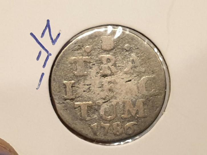 Utrecht, 2 stuiver 1786 nr.3, zilver (01), Postzegels en Munten, Munten | Nederland, Overige waardes, Vóór koninkrijk, Zilver