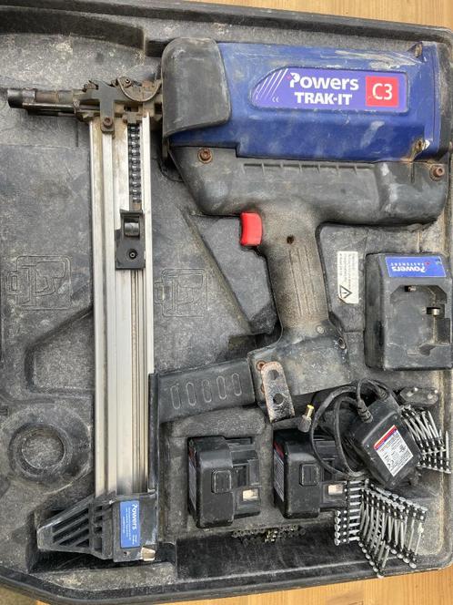 Powers schiethammer Trak It C3 Tacker met Koffer, 2x Accus, Doe-het-zelf en Verbouw, Gereedschap | Overige machines, Gebruikt