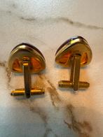 Vintage Manchetknopen van amber, Ophalen of Verzenden, Gebruikt, Overige materialen, Verguld