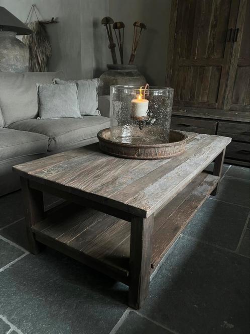 Salontafel Driftwood | Salontafel oud hout met onderblad, Huis en Inrichting, Tafels | Salontafels, Nieuw, Minder dan 50 cm, Rechthoekig