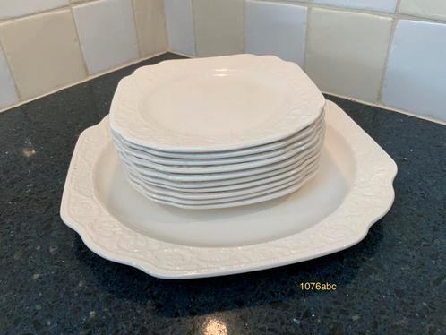 Crown Devon England, Embossed Square Cake Plate Set, Huis en Inrichting, Keuken | Servies, Nieuw, Overige stijlen, Ophalen of Verzenden