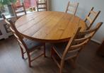 Grote ronde eettafel + 6 stoelen, Huis en Inrichting, Tafels | Eettafels, Ophalen, Gebruikt, Rond, Vijf personen of meer