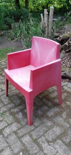 4 rode kunststof tuinstoelen, Ophalen, Gebruikt, Kunststof, Stapelbaar