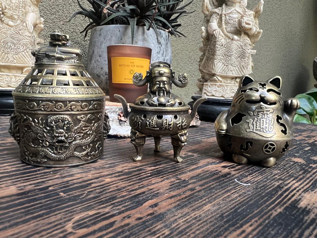 Chinese wierookbrander draak lucky cat keizer chinees, Overige materialen, Verburgt Vintage, Overige kleuren, Nieuw