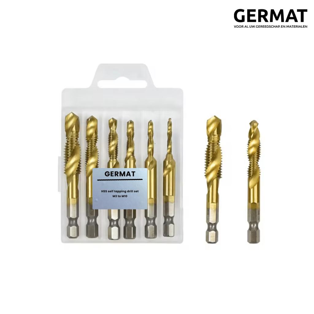 HSS Boor & Zelf tap 6-delige set M3 - M10, Germat, Gereedschap of Toebehoren, Nieuw, Germat