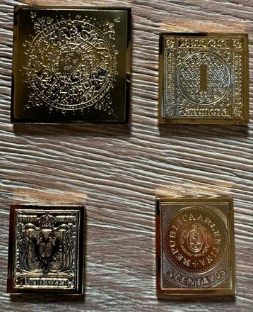Franklin Mint Vergulde Zilveren Eerste Postzegels beschikbaar voor biedingen