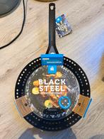 BK black steel bbq pan 30cm, Ophalen of Verzenden, Zo goed als nieuw, Gietijzer, Koekenpan of Braadpan