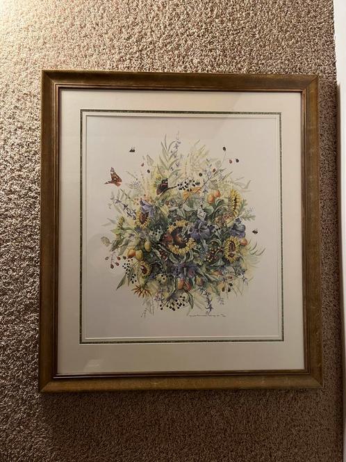 Schilderij lijst met zonnebloemen en vlinders, Huis en Inrichting, Woonaccessoires | Lijsten, Zo goed als nieuw, Minder dan 50 cm