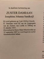 Zr Sandkuijl 1918 Utrecht 2007 Tilburg, Ophalen of Verzenden, Bidprentje