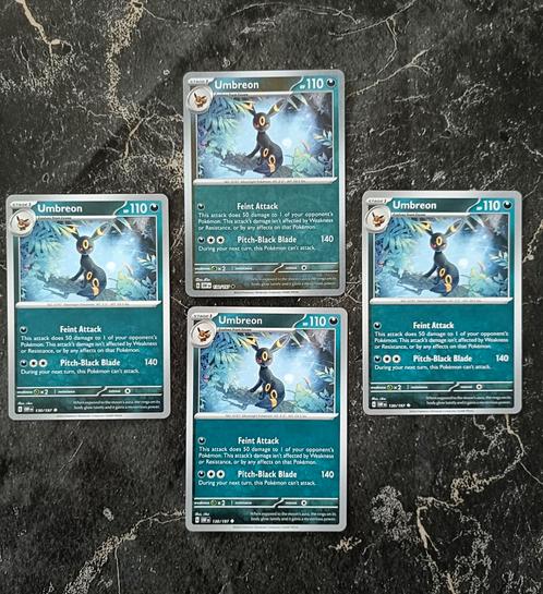 | SET | 4 Kaarten Umbreon,1 Reverse Holo - Obsidian Flames, Hobby en Vrije tijd, Verzamelkaartspellen | Pokémon, Zo goed als nieuw