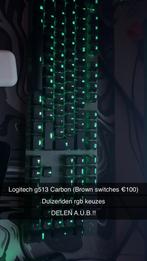 Logitech g513 carbon brown switches ZSM WEG AUB, Computers en Software, Toetsenborden, Ophalen of Verzenden, Zo goed als nieuw