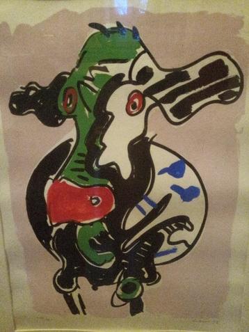 Zeefdruk koe Rose/ Cow painting  beschikbaar voor biedingen
