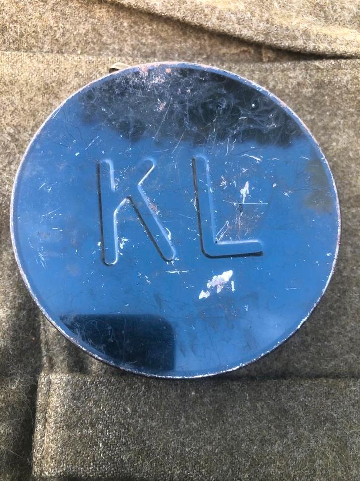 Vintage Blikje Schoenenpoets KL met Inhoud, Verzamelen, Militaria | Algemeen, Landmacht, Overige typen, Nederland, Ophalen of Verzenden