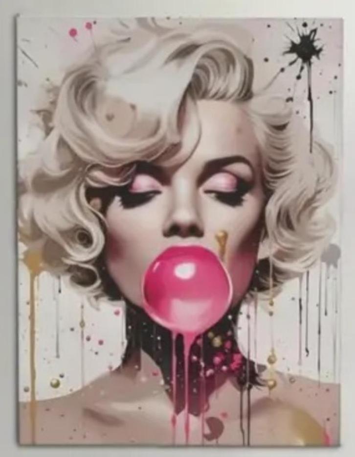 Marilyn Monroe - Bubblegum - ArtPrint op Canvasdoek, Antiek en Kunst, Kunst | Litho's en Zeefdrukken, Ophalen of Verzenden