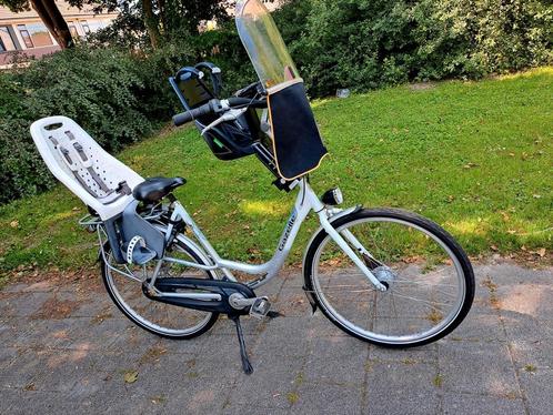 GAZELLE BLOM moederfiets met kinderzitjes, Fietsen en Brommers, Fietsen | Dames | Moederfietsen, Zo goed als nieuw, Gazelle, 56 cm of meer